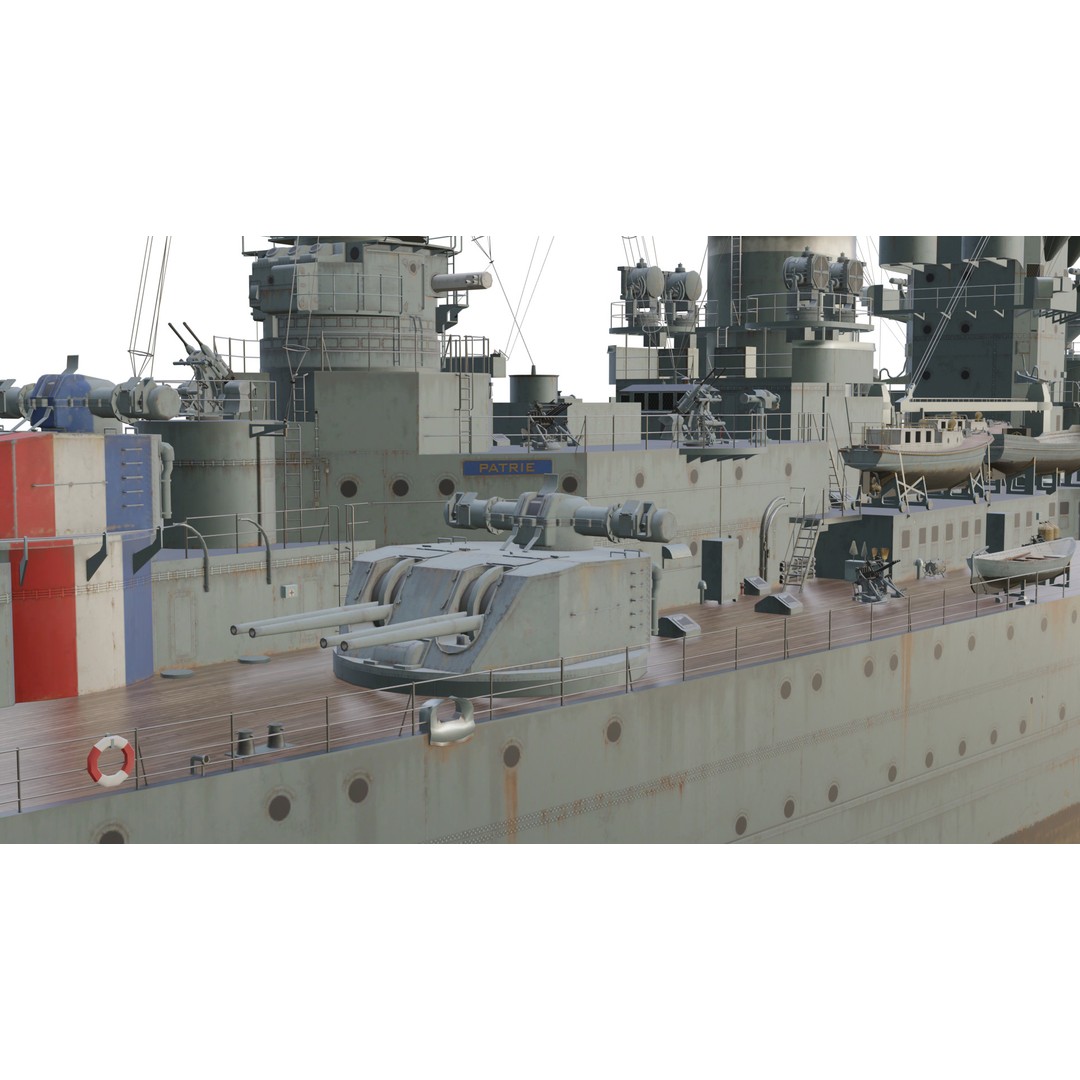 Dunkerque-Class Battleship 3D Model – Low Poly PBR Asset, FBX - View 10