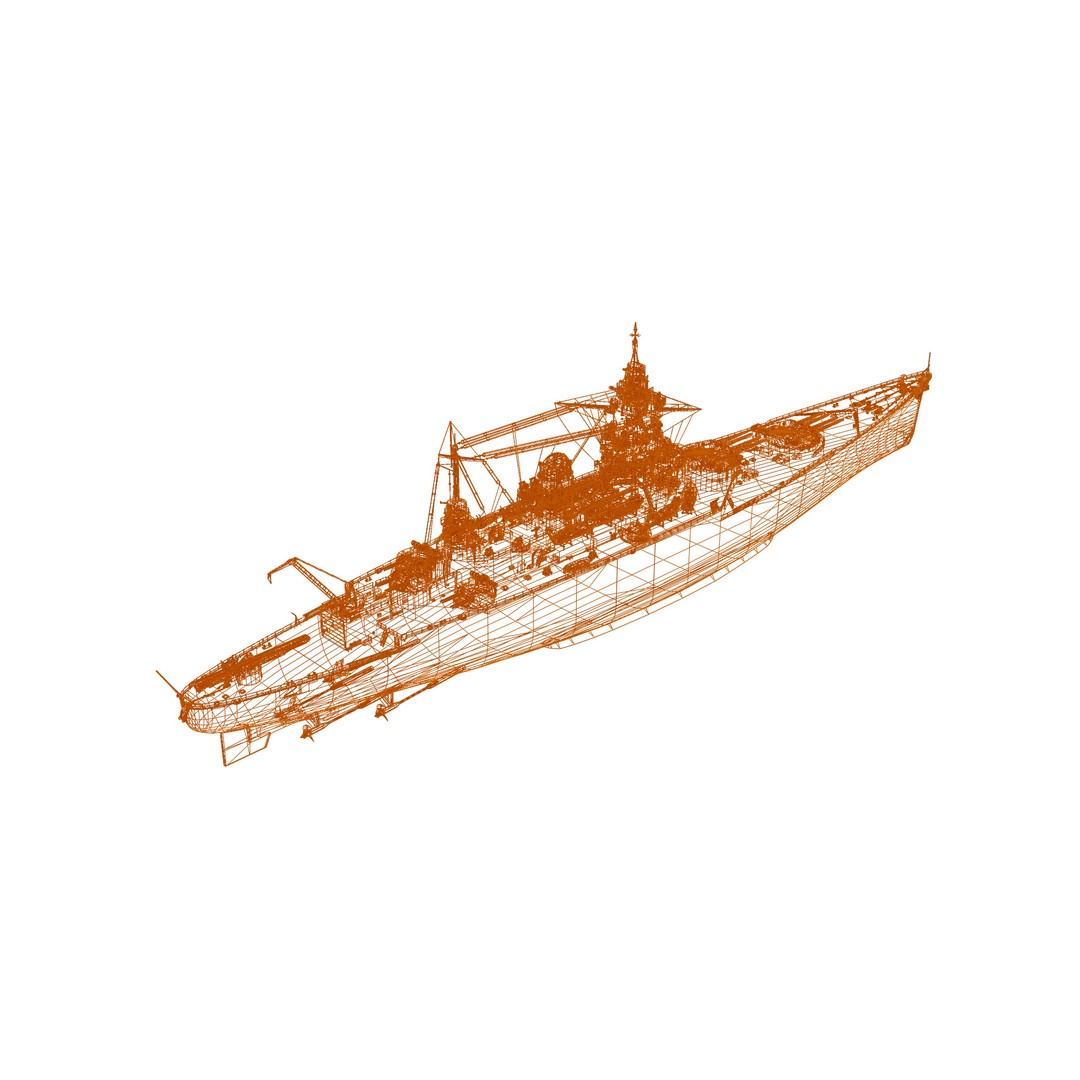Dunkerque-Class Battleship 3D Model – Low Poly PBR Asset, FBX - View 13