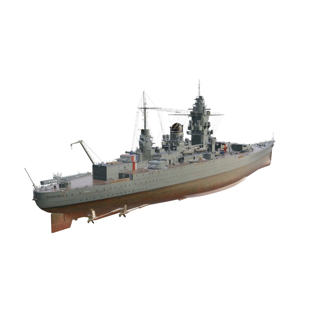Dunkerque-Class Battleship 3D Model – Low Poly PBR Asset, FBX - View 4