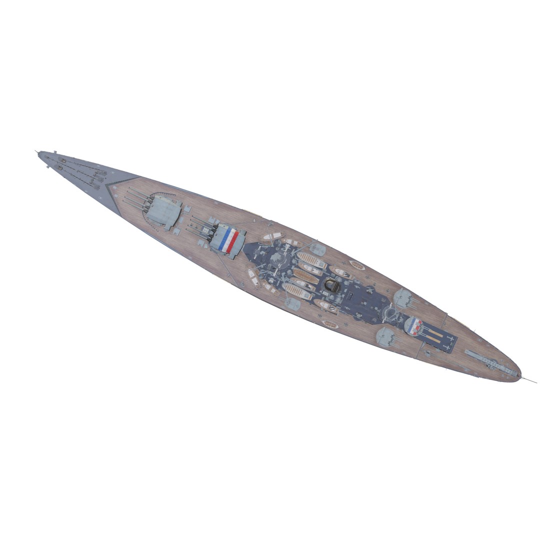 Dunkerque-Class Battleship 3D Model – Low Poly PBR Asset, FBX - View 5