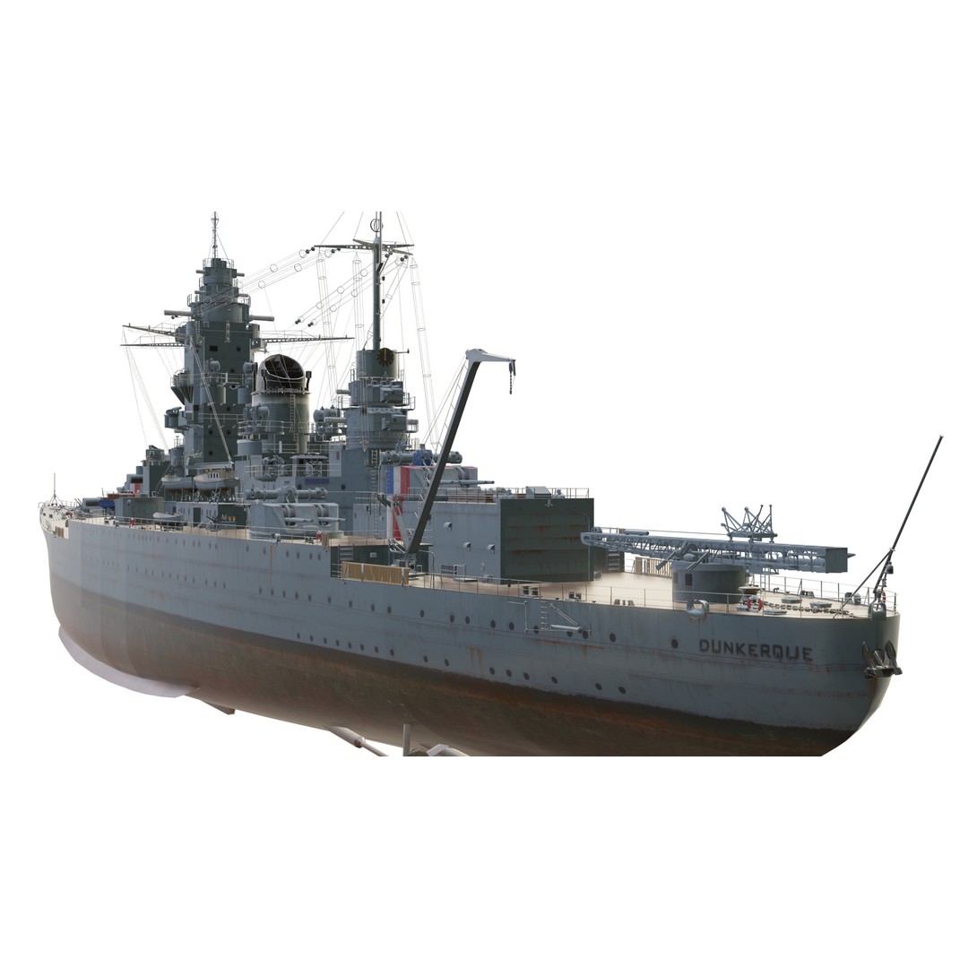 Dunkerque-Class Battleship 3D Model – Low Poly PBR Asset, FBX - View 6