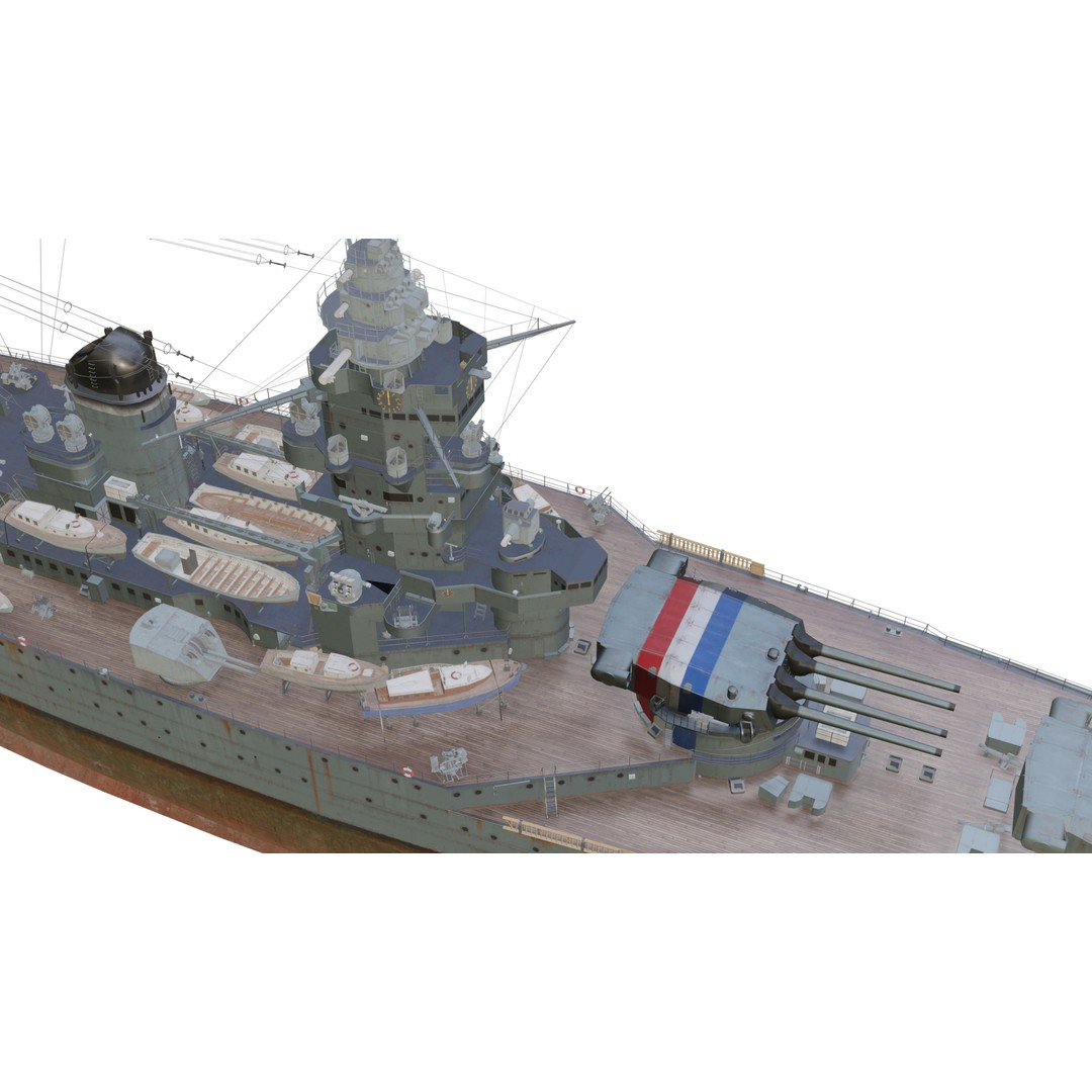 Dunkerque-Class Battleship 3D Model – Low Poly PBR Asset, FBX - View 7