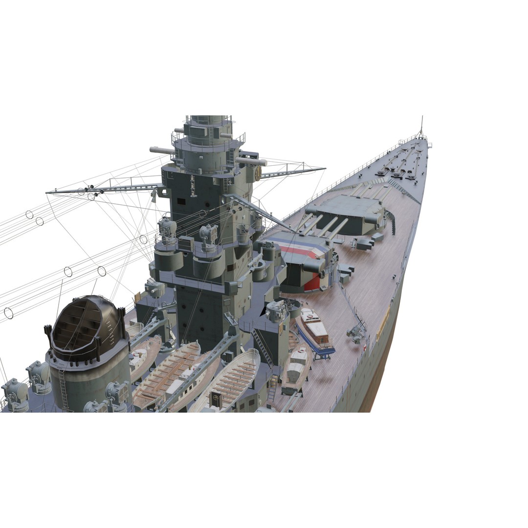 Dunkerque-Class Battleship 3D Model – Low Poly PBR Asset, FBX - View 8