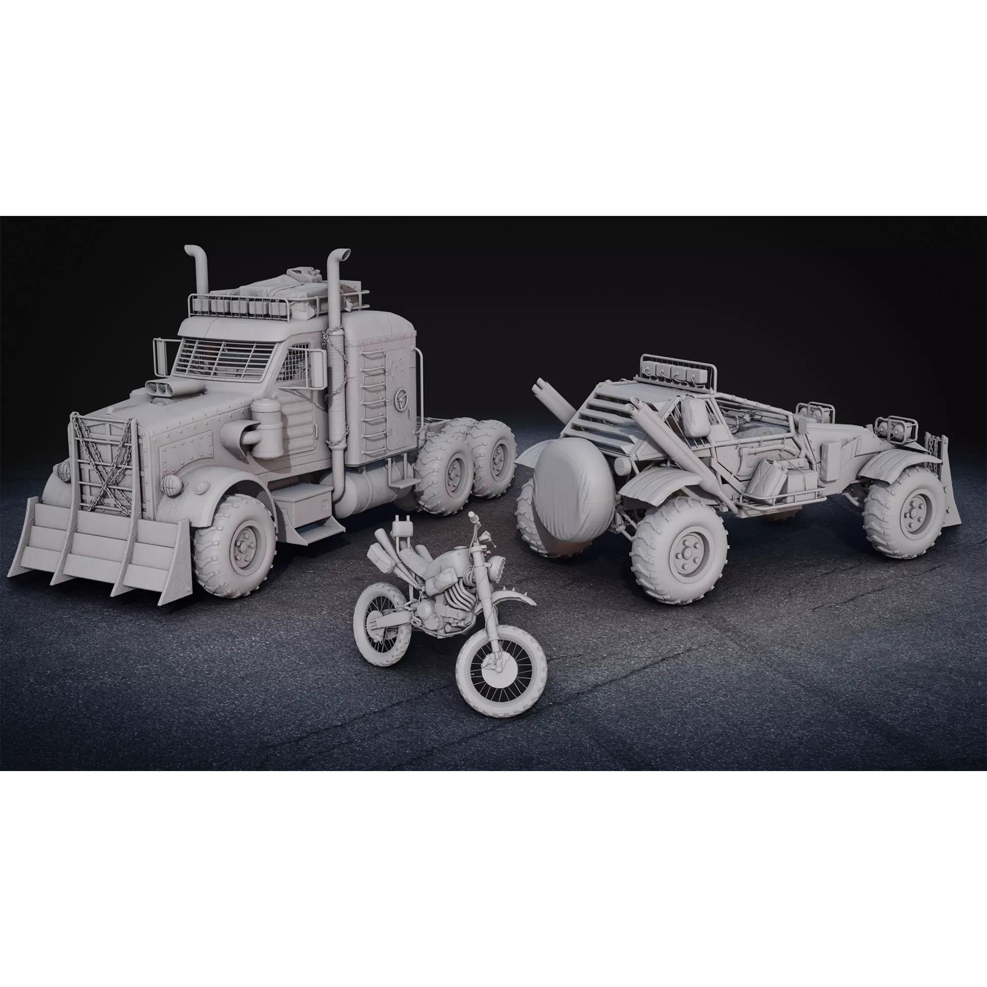 Post-Apocalyptic Vehicles Pack - Low-Poly Game-Ready 3D Model - View 10