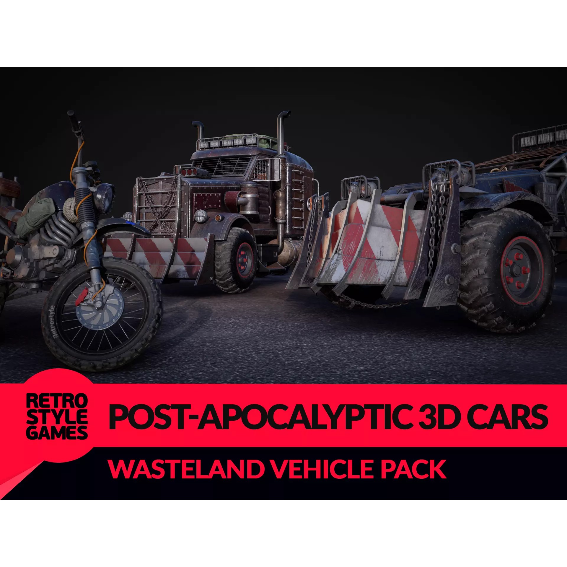 Post-Apocalyptic Vehicles Pack - Low-Poly Game-Ready 3D Model - View 2