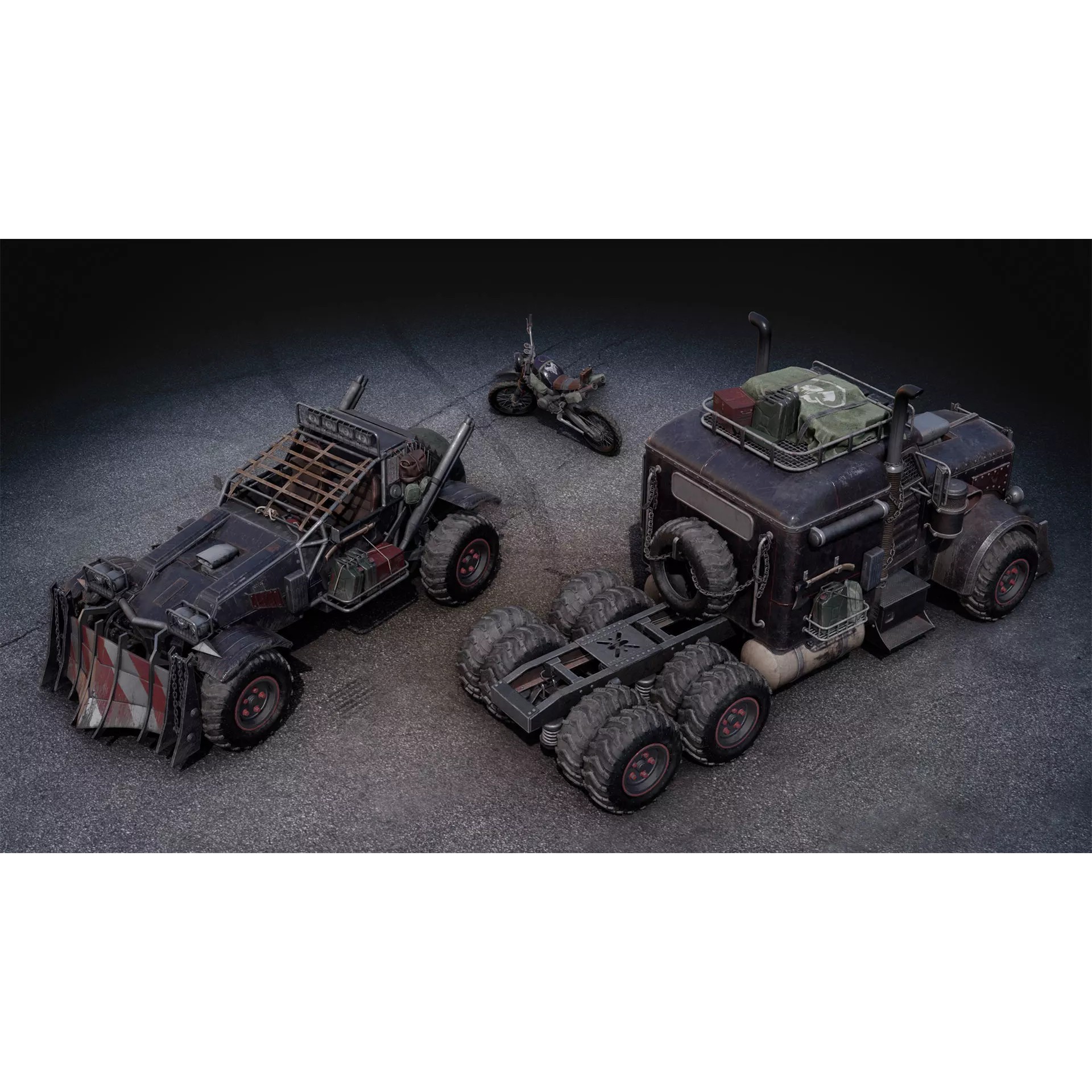 Post-Apocalyptic Vehicles Pack - Low-Poly Game-Ready 3D Model - View 3