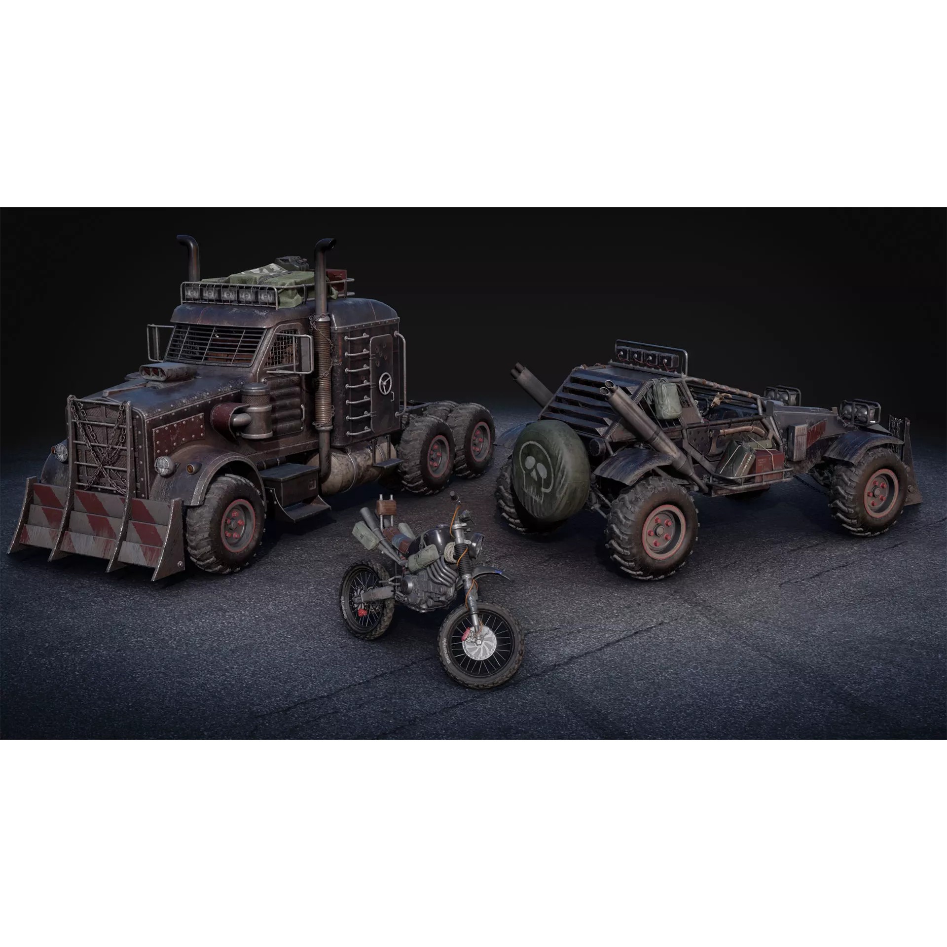 Post-Apocalyptic Vehicles Pack - Low-Poly Game-Ready 3D Model - View 6