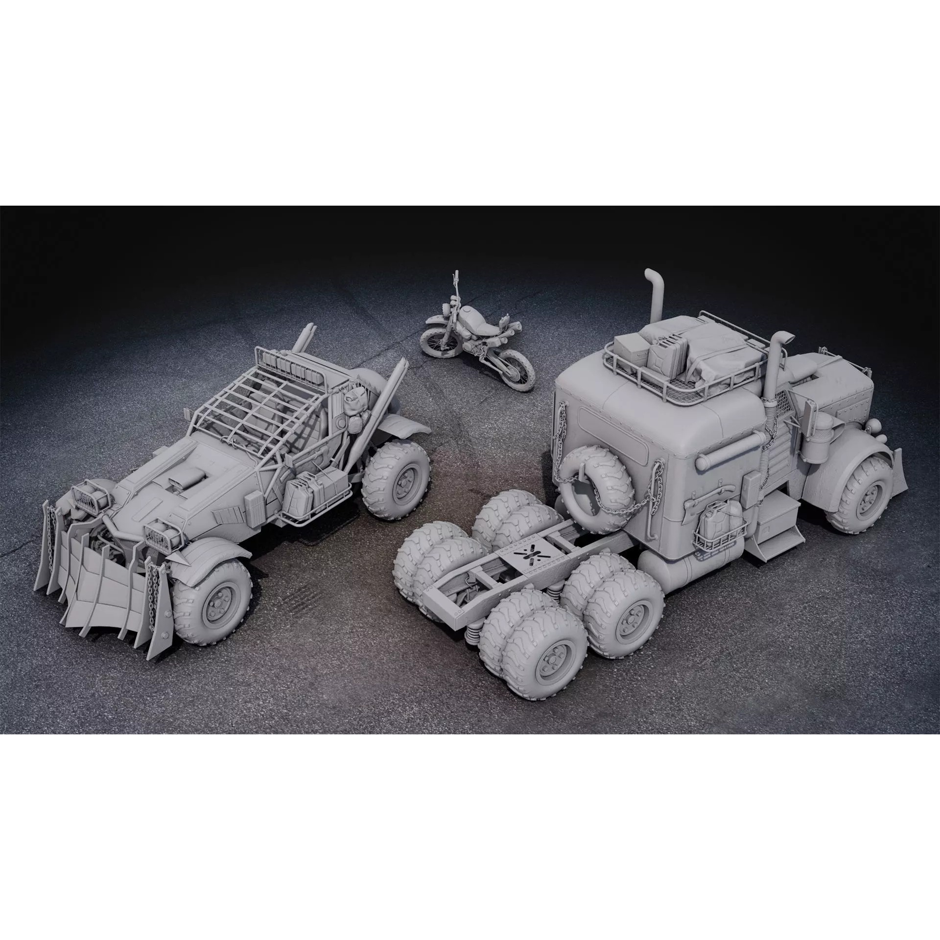 Post-Apocalyptic Vehicles Pack - Low-Poly Game-Ready 3D Model - View 9