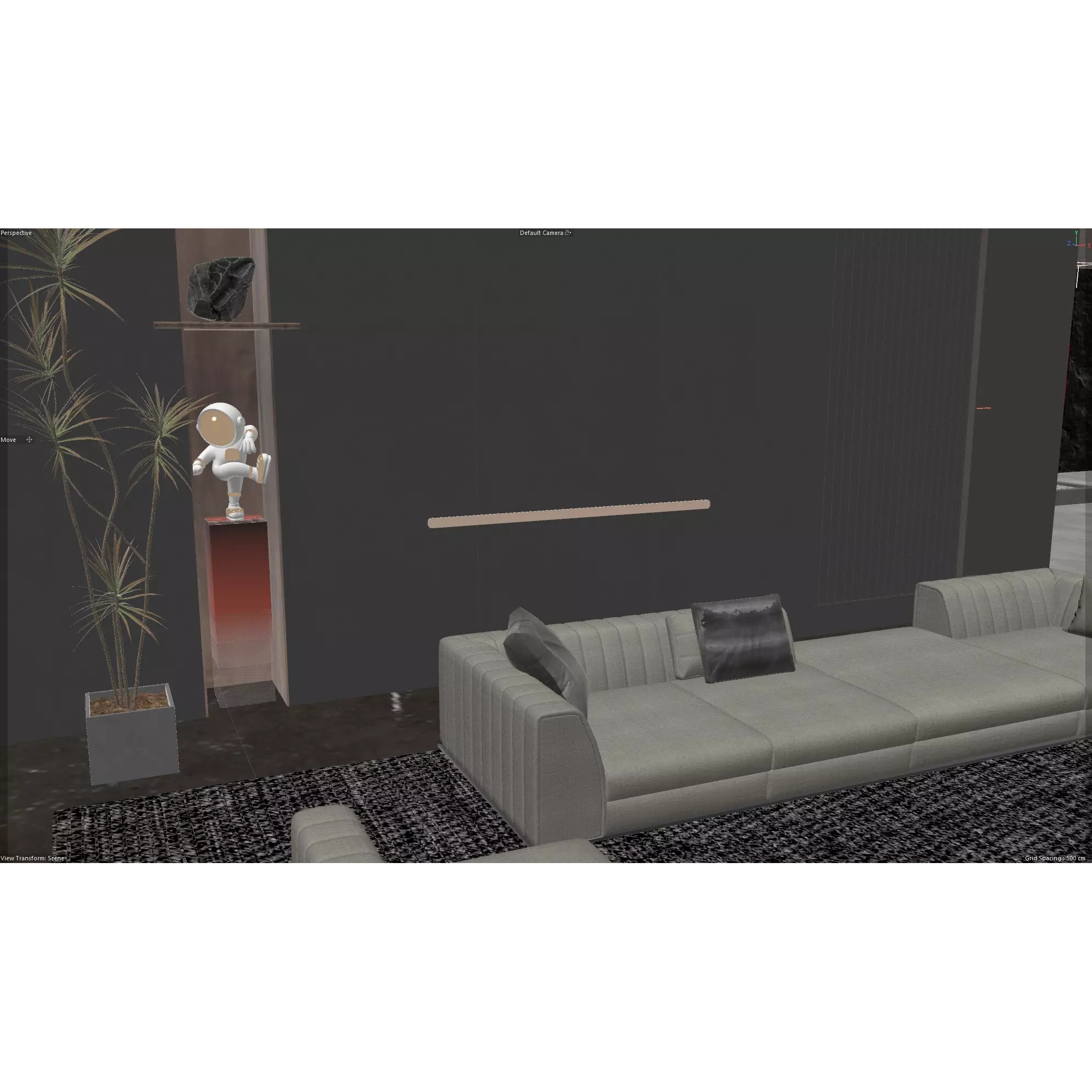 Luxury Dark Modern Living Room - Cinema 4D 3D Model - View 10