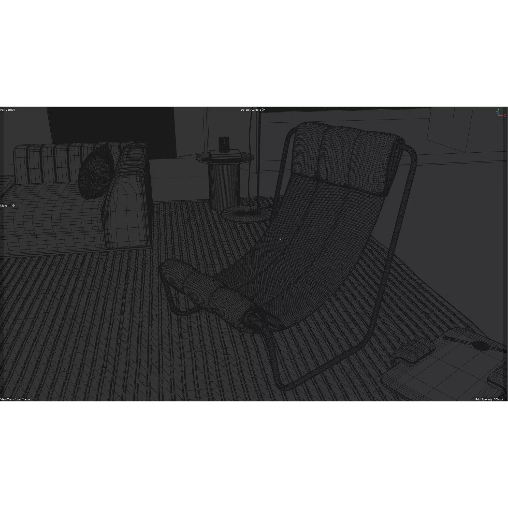 Luxury Dark Modern Living Room - Cinema 4D 3D Model - View 13