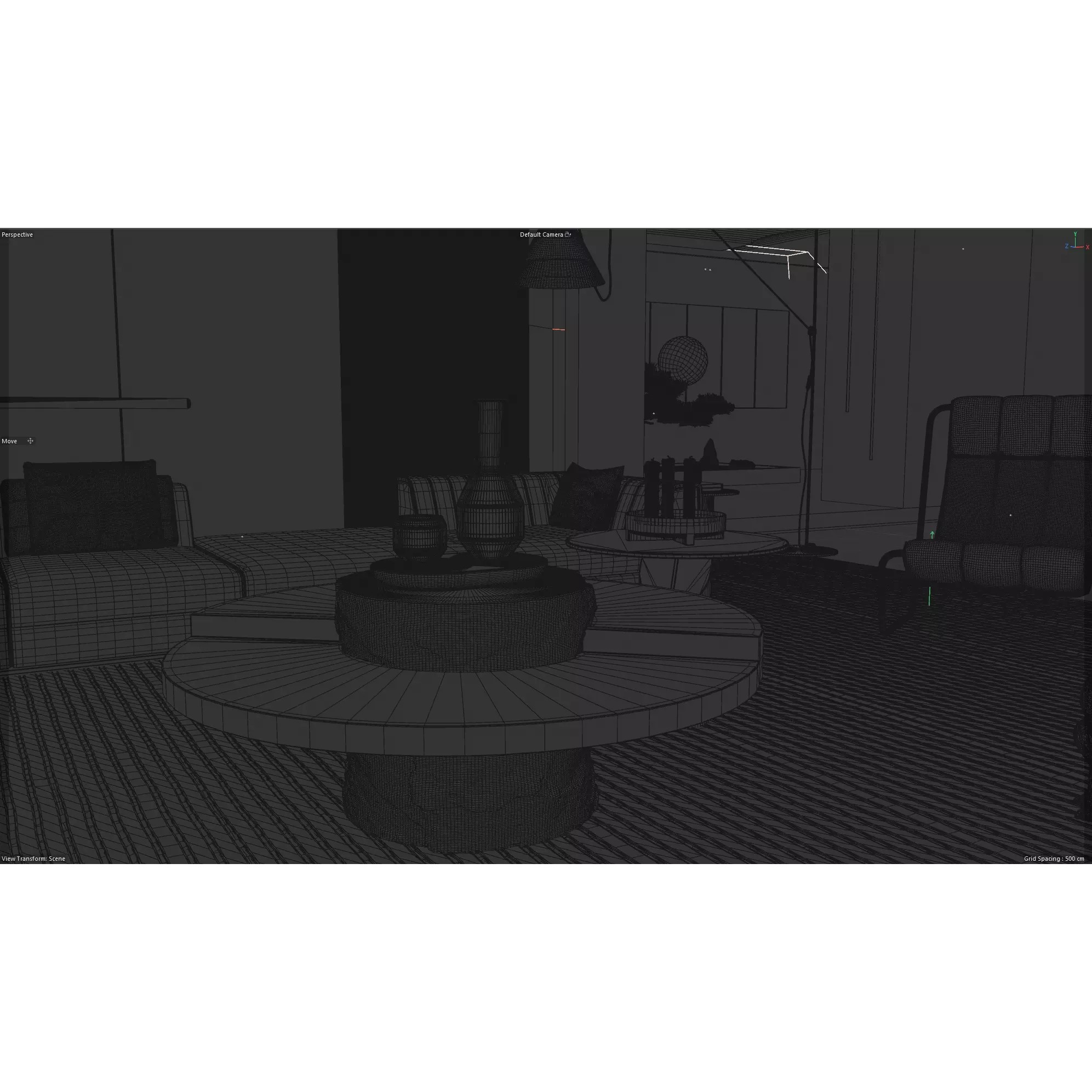 Luxury Dark Modern Living Room - Cinema 4D 3D Model - View 14