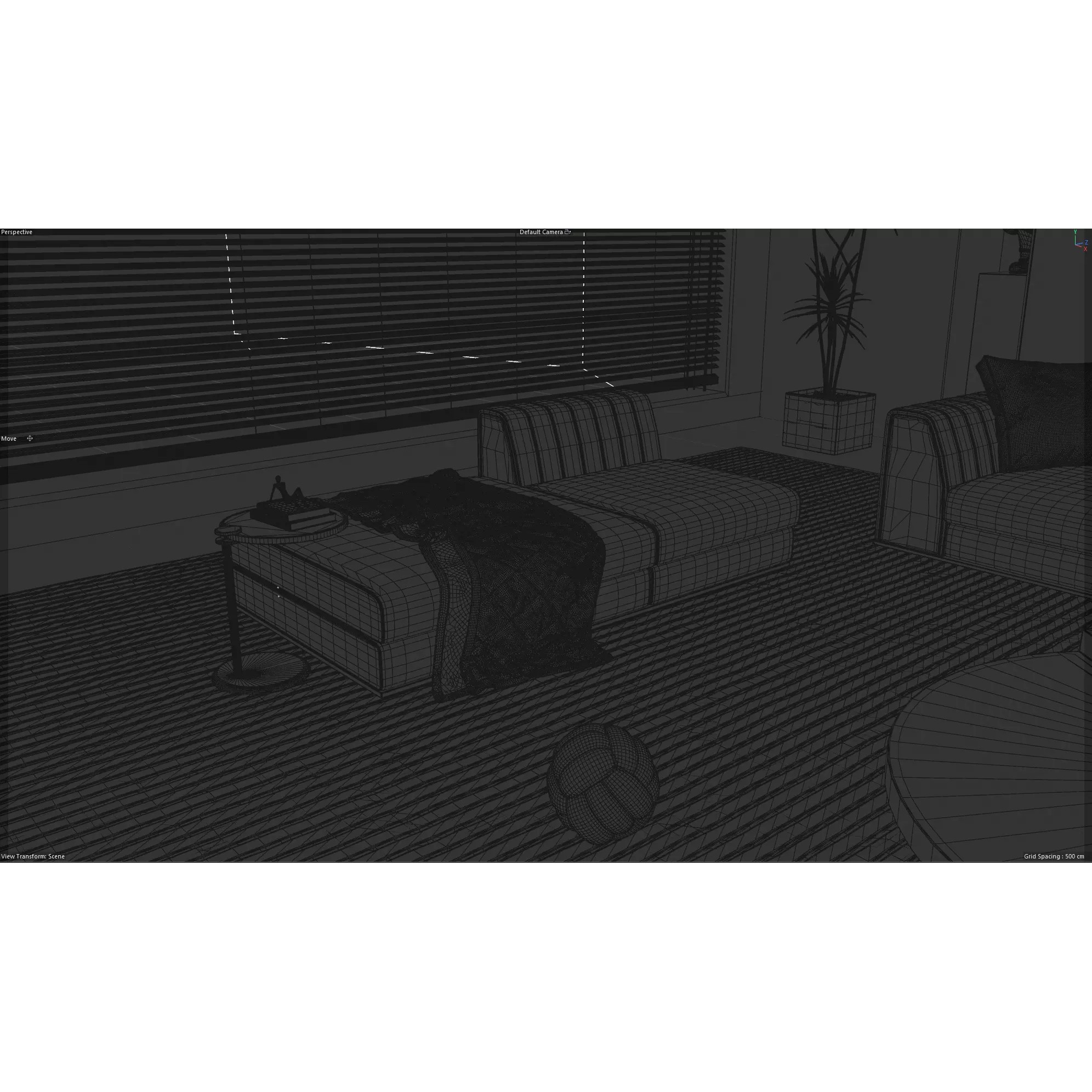 Luxury Dark Modern Living Room - Cinema 4D 3D Model - View 7