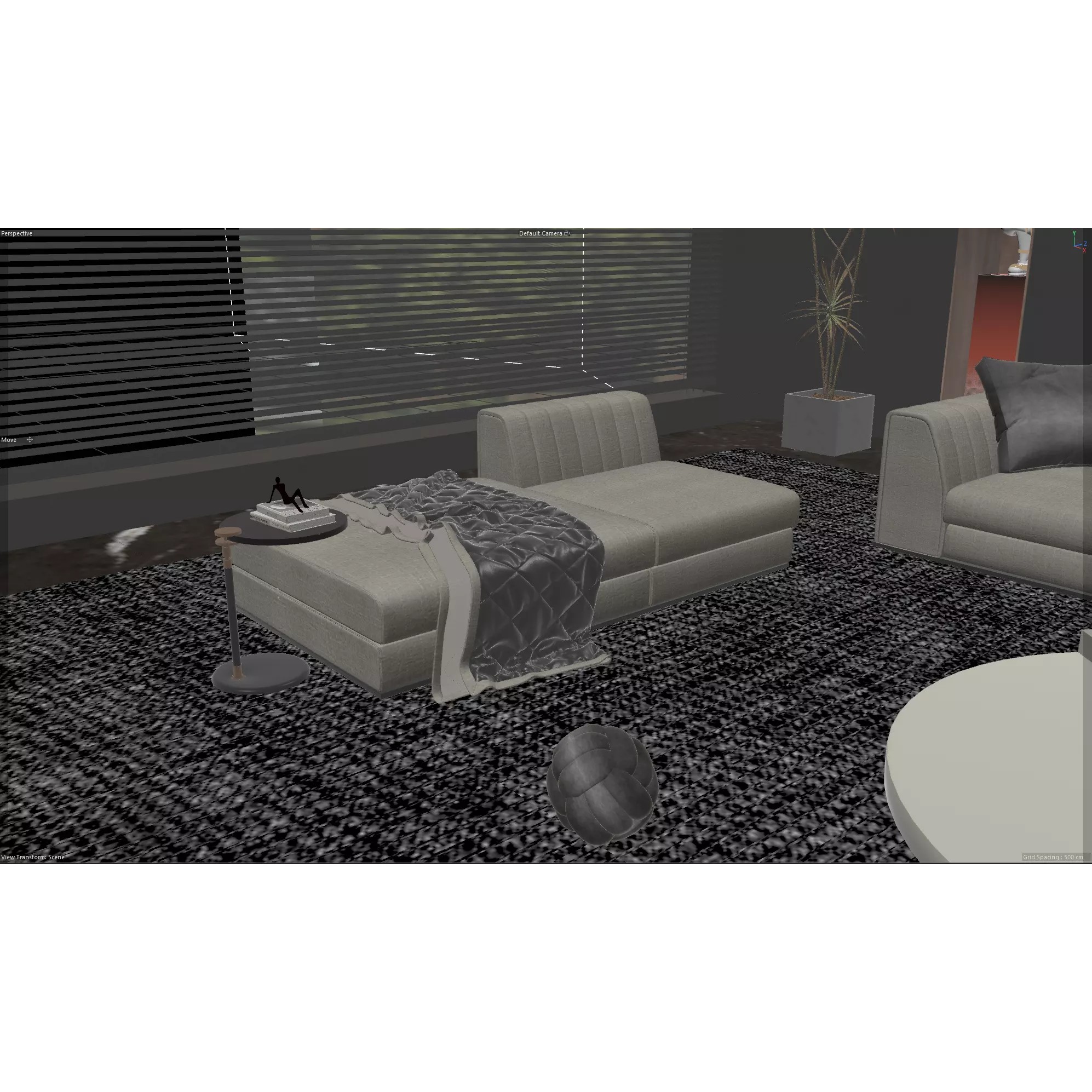 Luxury Dark Modern Living Room - Cinema 4D 3D Model - View 8