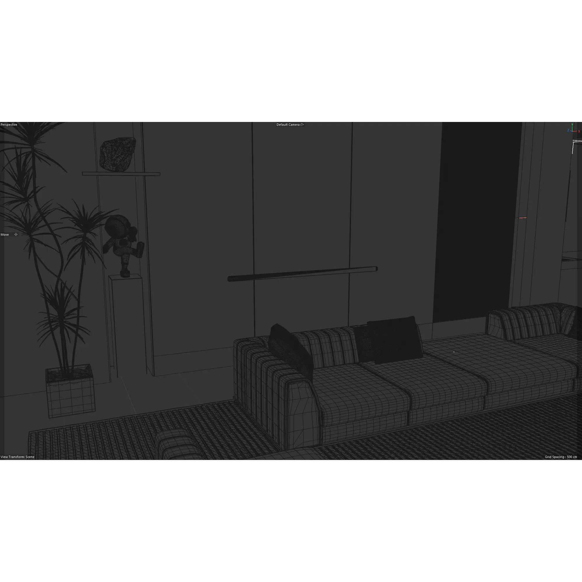 Luxury Dark Modern Living Room - Cinema 4D 3D Model - View 9