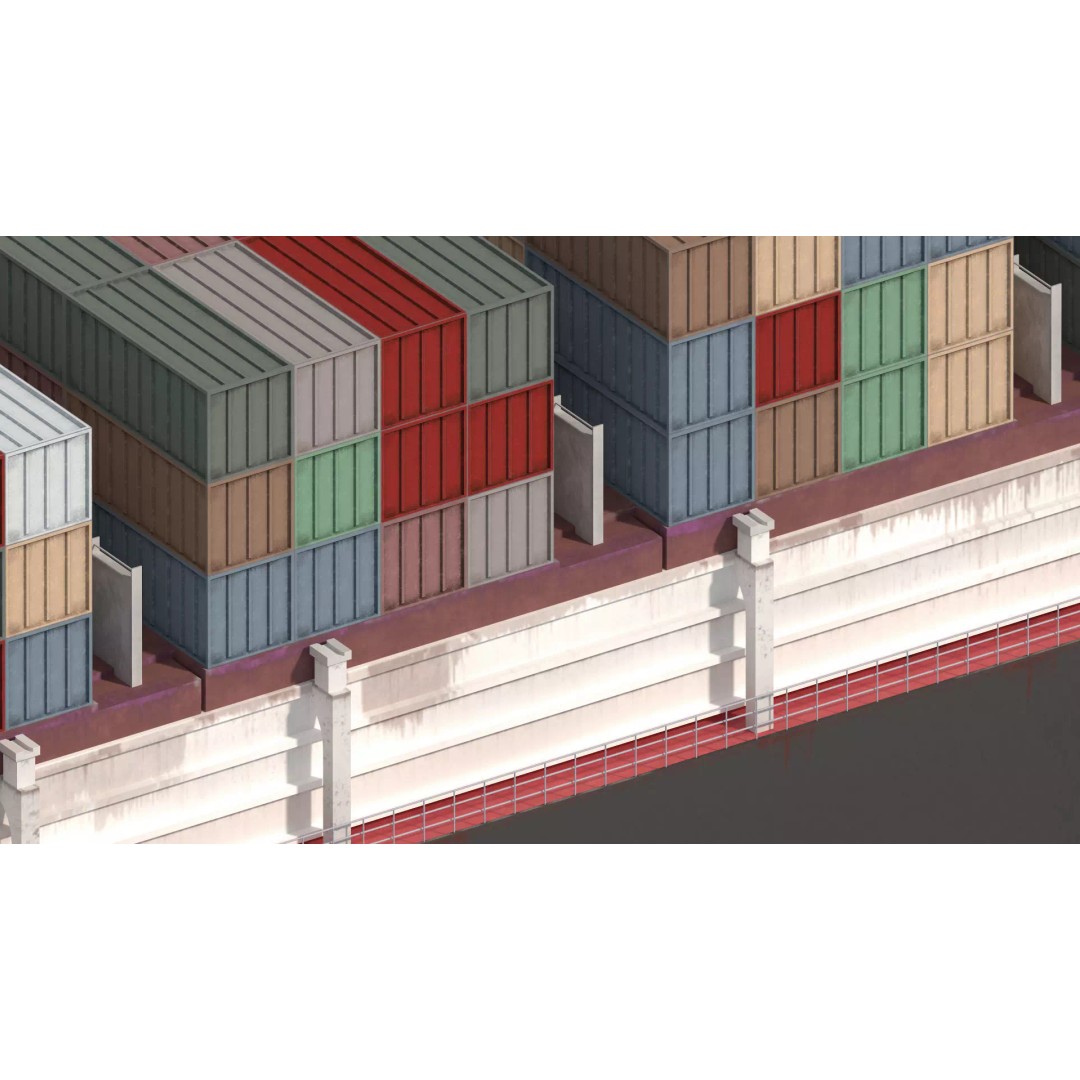 Cargo Container Ship 3D Model – Detailed Low Poly Vessel, FBX - View 11