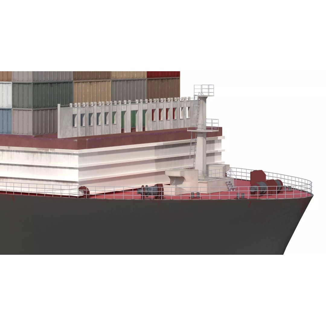Cargo Container Ship 3D Model – Detailed Low Poly Vessel, FBX - View 12