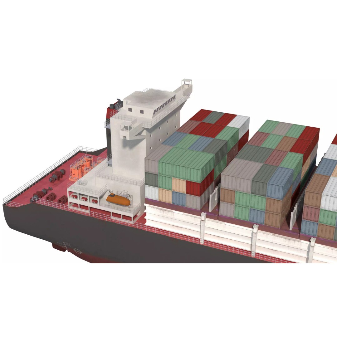 Cargo Container Ship 3D Model – Detailed Low Poly Vessel, FBX - View 8