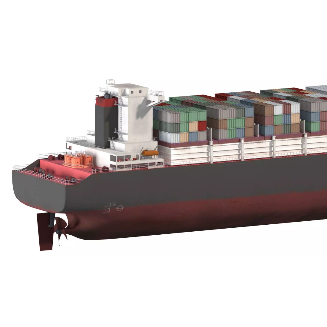Cargo Container Ship 3D Model – Detailed Low Poly Vessel, FBX - View 9