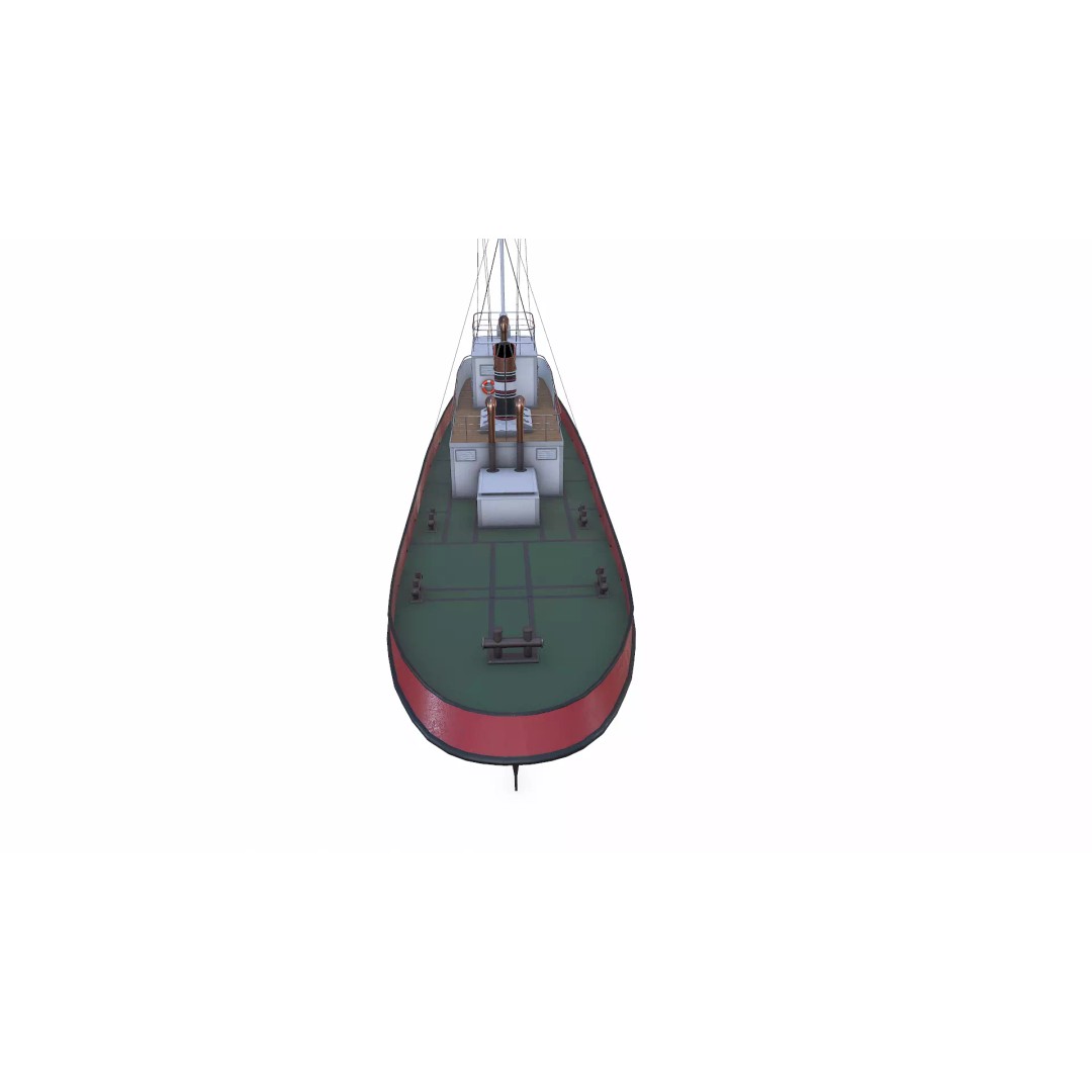 Old Tugboat 3D Model – Low Poly PBR Game Asset, FBX, OBJ, Blender - View 11