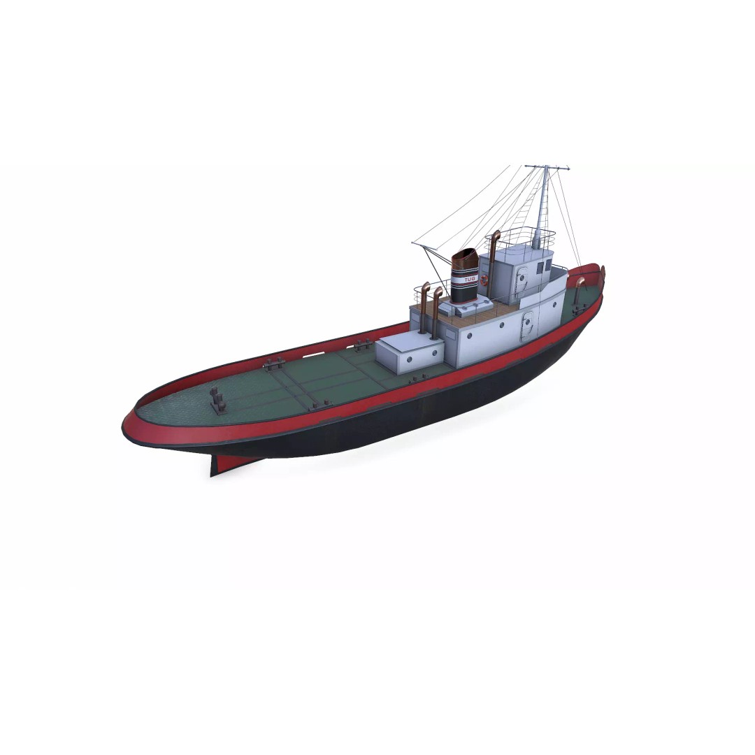 Old Tugboat 3D Model – Low Poly PBR Game Asset, FBX, OBJ, Blender - View 12
