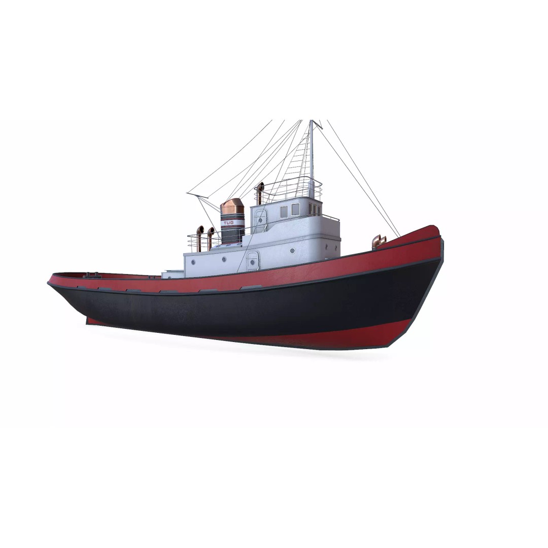 Old Tugboat 3D Model – Low Poly PBR Game Asset, FBX, OBJ, Blender - View 15