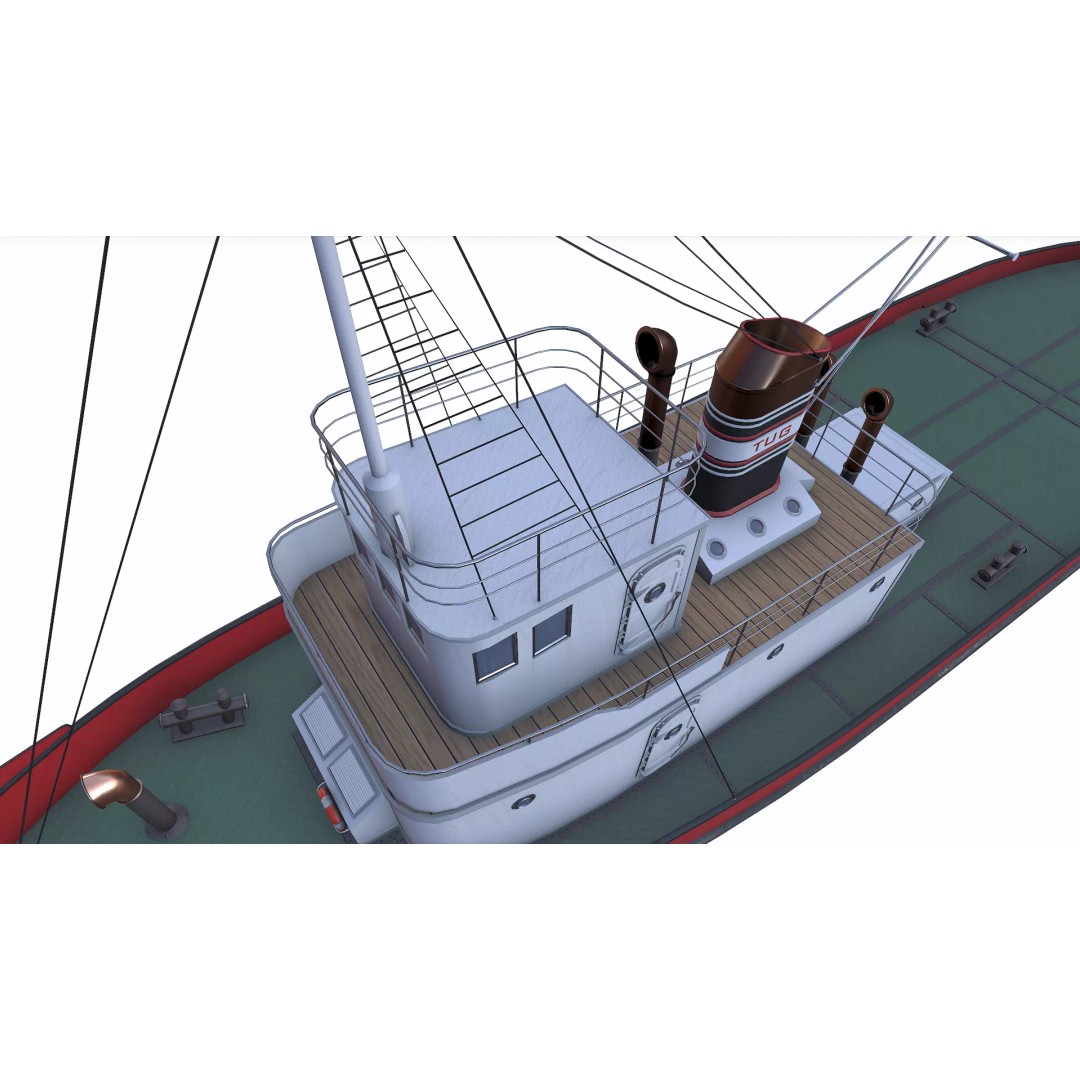 Old Tugboat 3D Model – Low Poly PBR Game Asset, FBX, OBJ, Blender - View 24