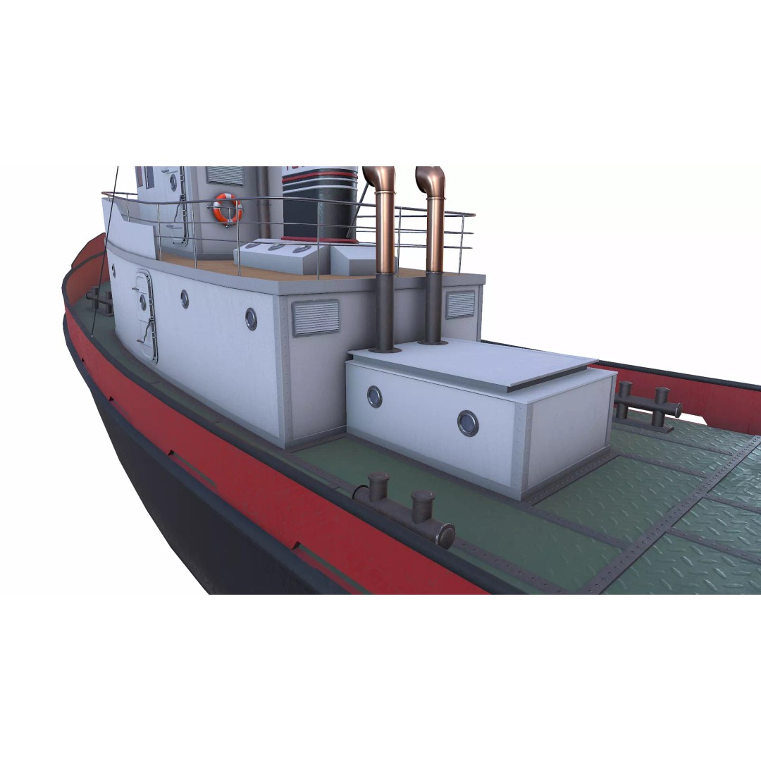 Old Tugboat 3D Model – Low Poly PBR Game Asset, FBX, OBJ, Blender - View 27