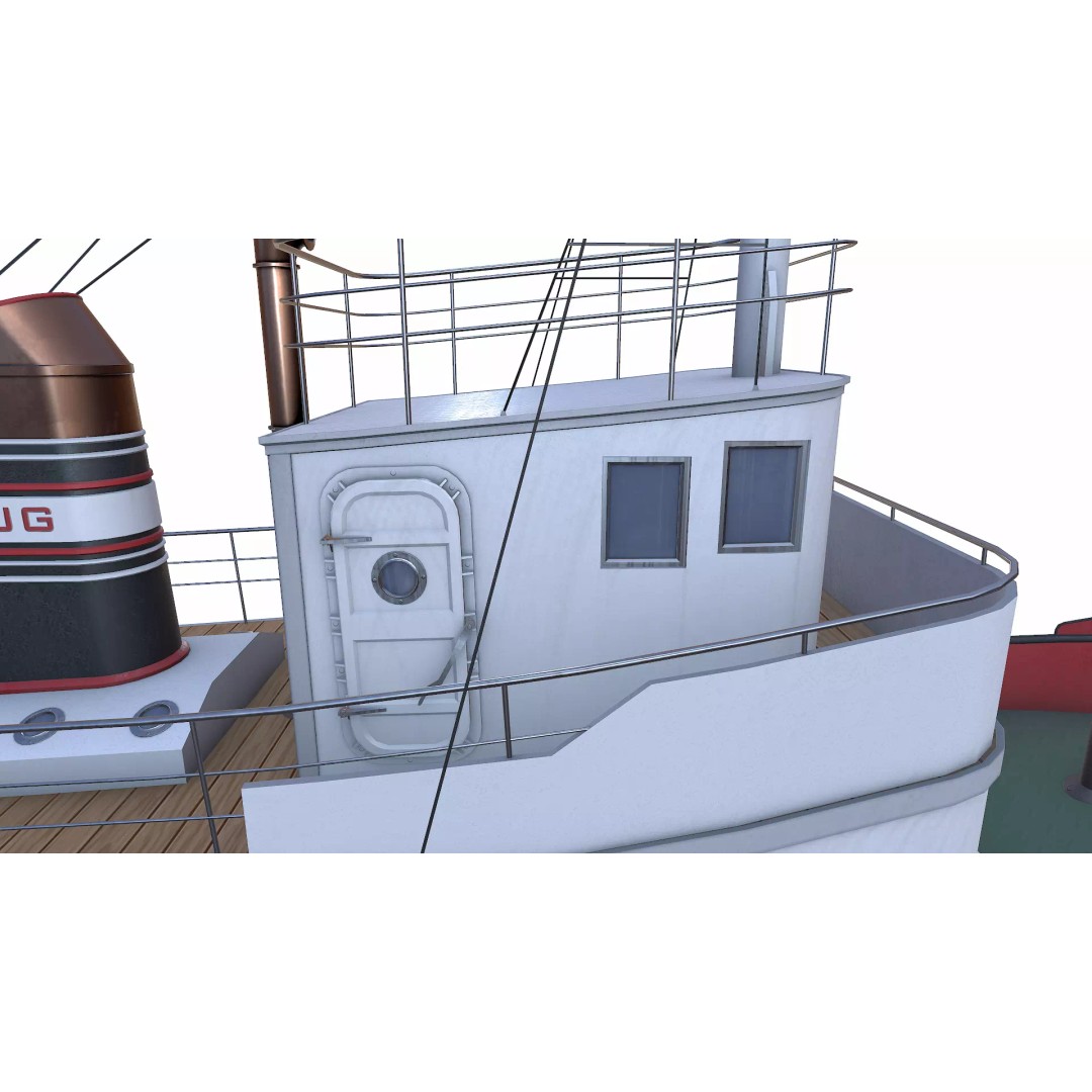 Old Tugboat 3D Model – Low Poly PBR Game Asset, FBX, OBJ, Blender - View 29