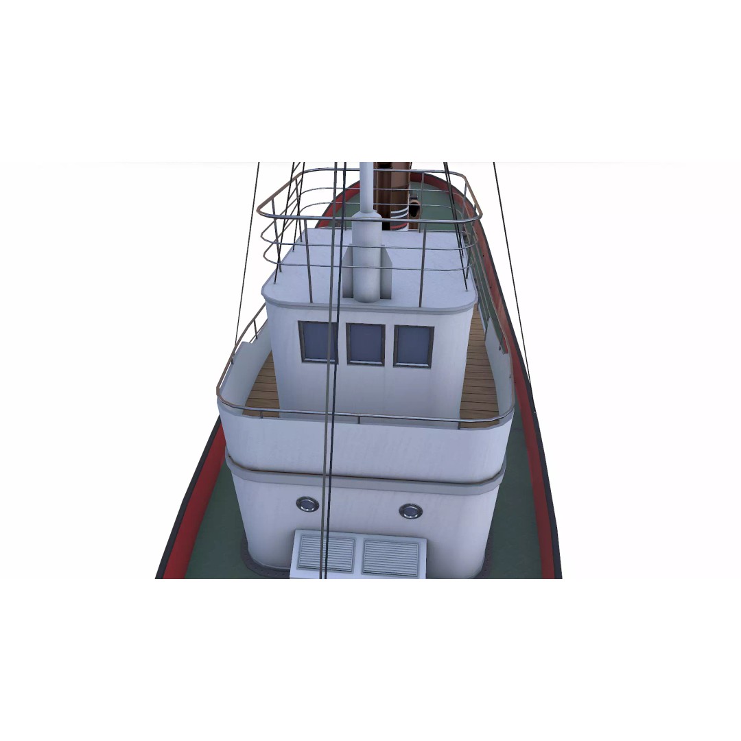 Old Tugboat 3D Model – Low Poly PBR Game Asset, FBX, OBJ, Blender - View 30