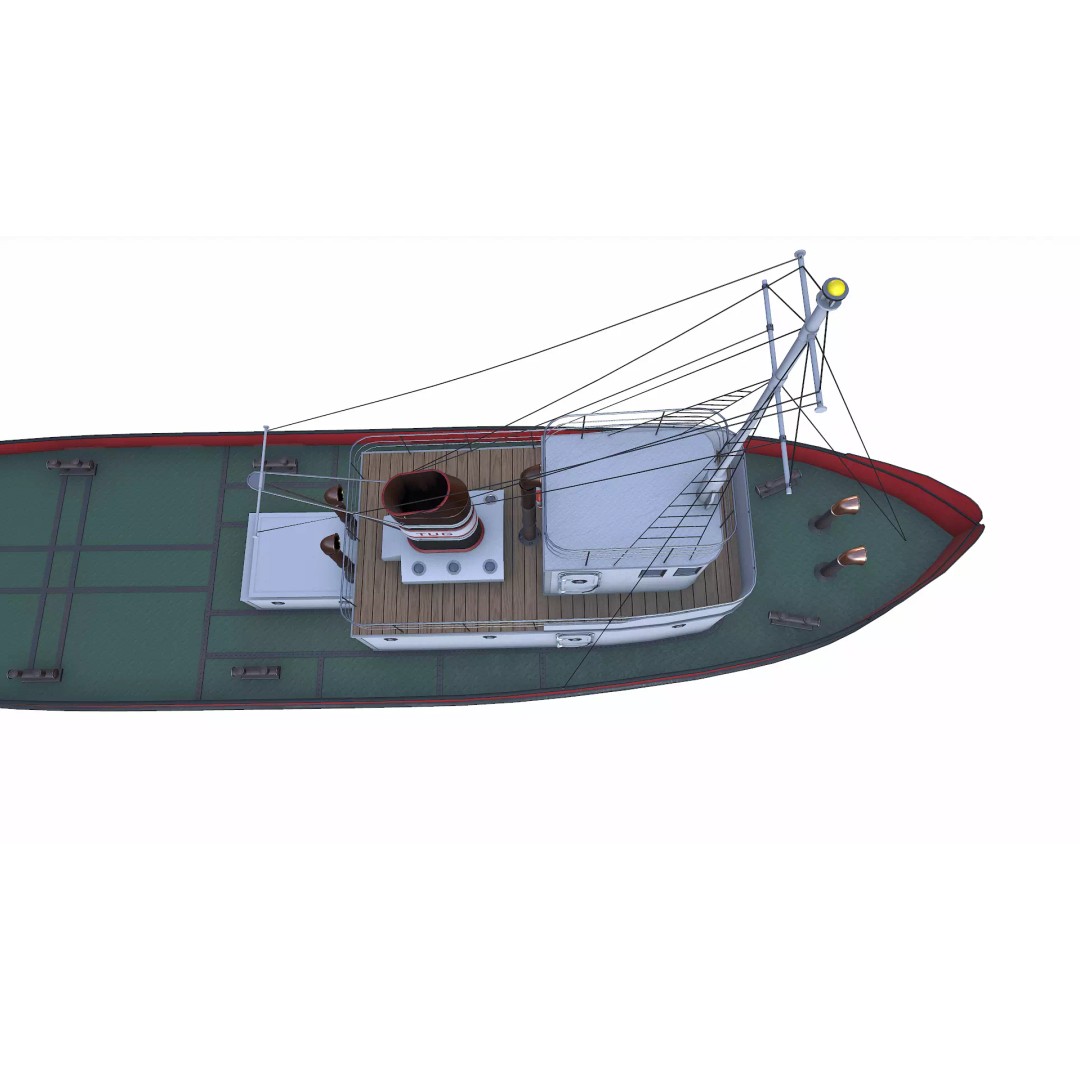 Old Tugboat 3D Model – Low Poly PBR Game Asset, FBX, OBJ, Blender - View 33
