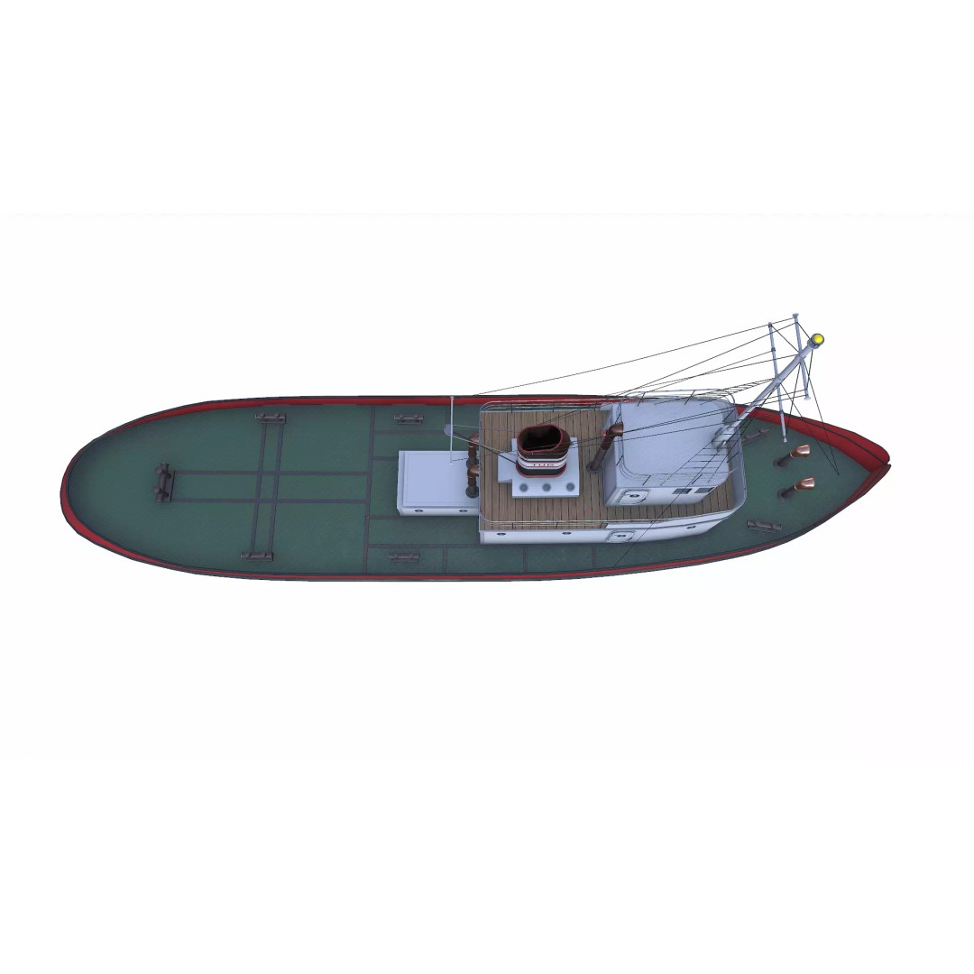 Old Tugboat 3D Model – Low Poly PBR Game Asset, FBX, OBJ, Blender - View 35