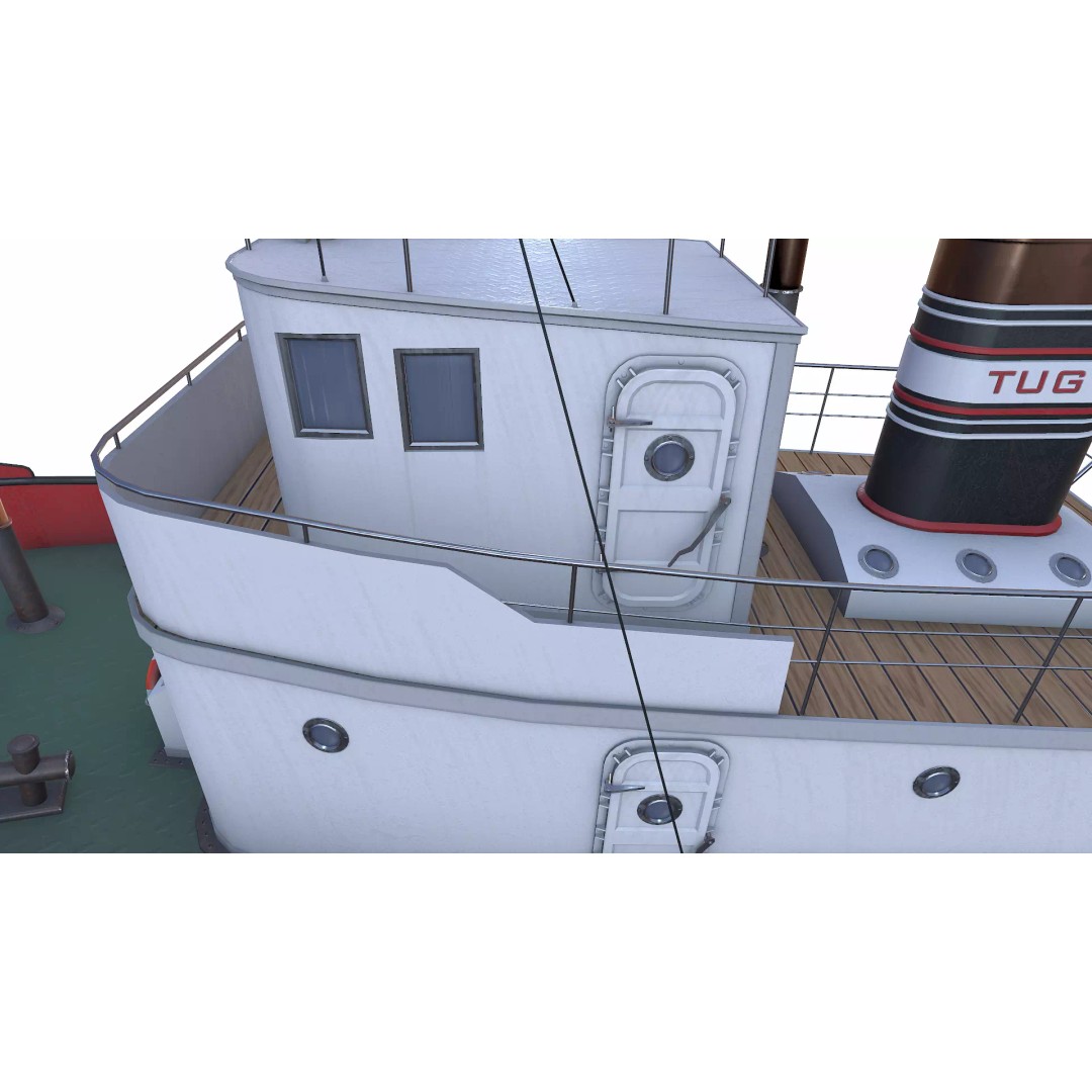 Old Tugboat 3D Model – Low Poly PBR Game Asset, FBX, OBJ, Blender - View 37