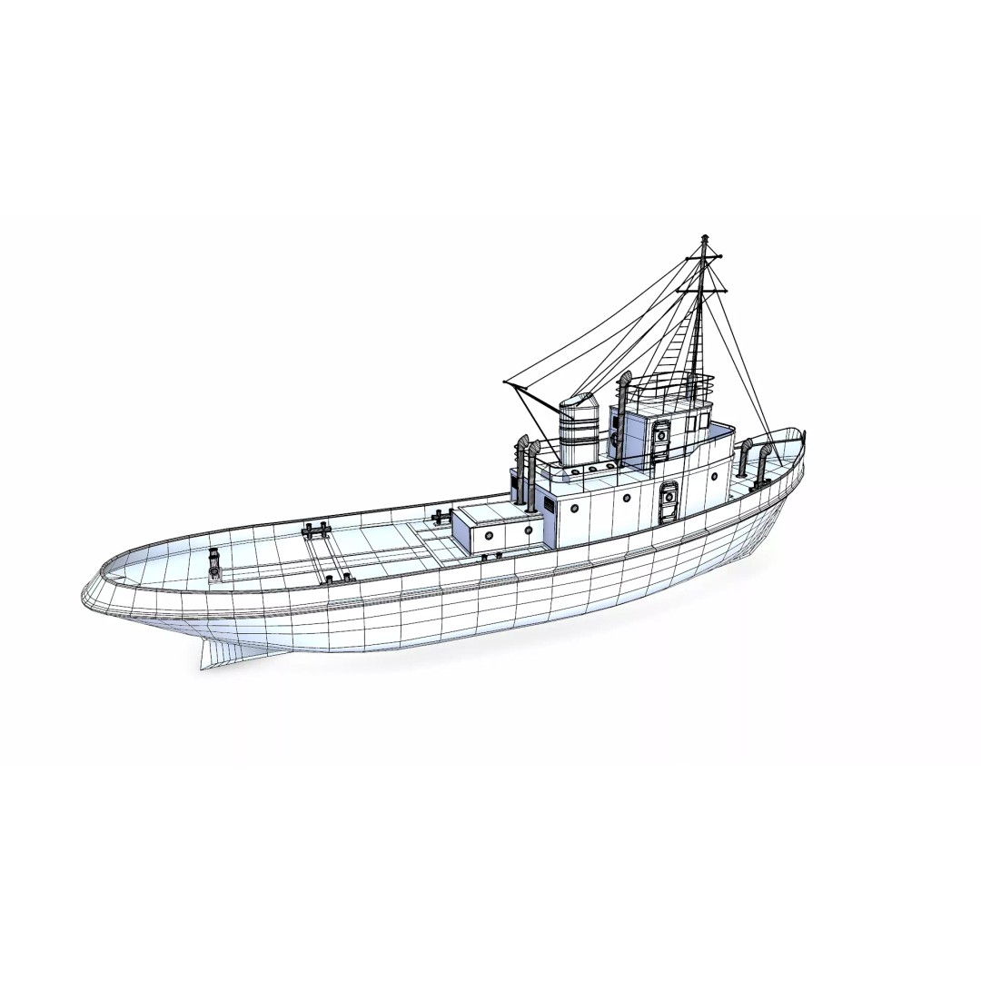 Old Tugboat 3D Model – Low Poly PBR Game Asset, FBX, OBJ, Blender - View 38