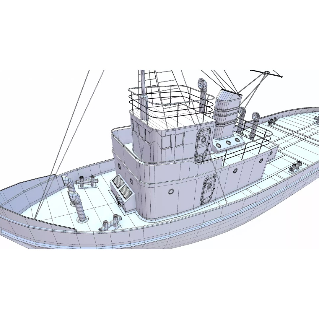 Old Tugboat 3D Model – Low Poly PBR Game Asset, FBX, OBJ, Blender - View 39