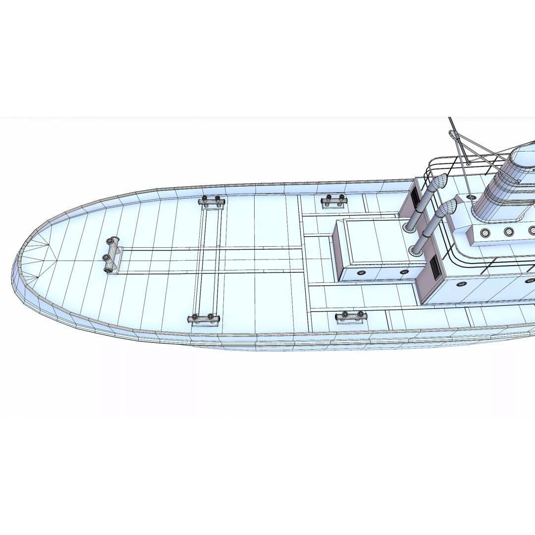 Old Tugboat 3D Model – Low Poly PBR Game Asset, FBX, OBJ, Blender - View 40