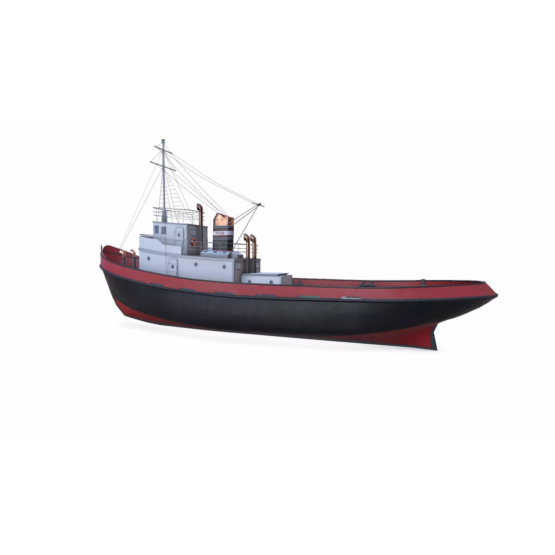 Old Tugboat 3D Model – Low Poly PBR Game Asset, FBX, OBJ, Blender - View 8
