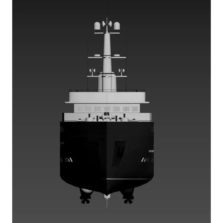 Explorer Superyacht 3D Model – Luxury Black Hull, PBR Textures, FBX - View 10
