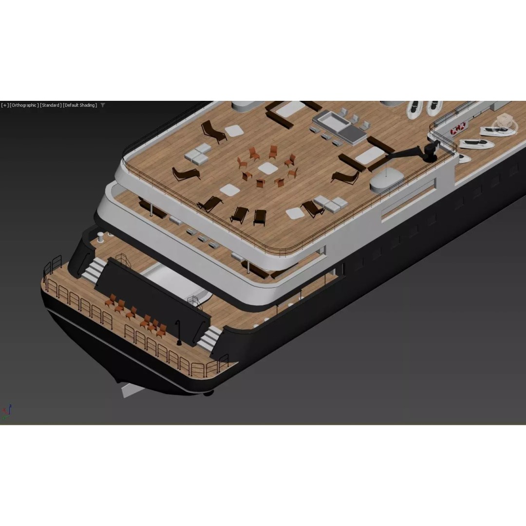 Explorer Superyacht 3D Model – Luxury Black Hull, PBR Textures, FBX - View 13