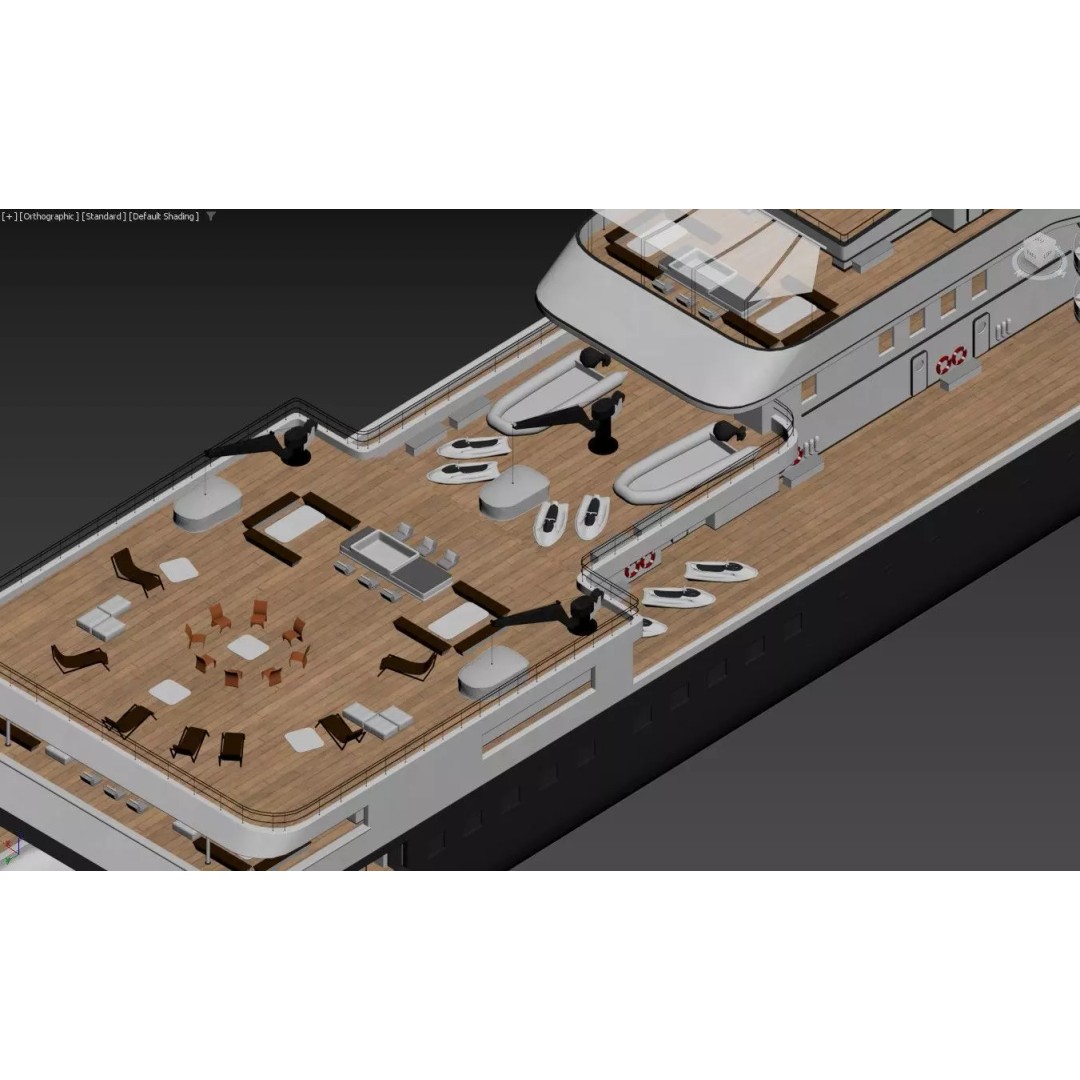 Explorer Superyacht 3D Model – Luxury Black Hull, PBR Textures, FBX - View 14