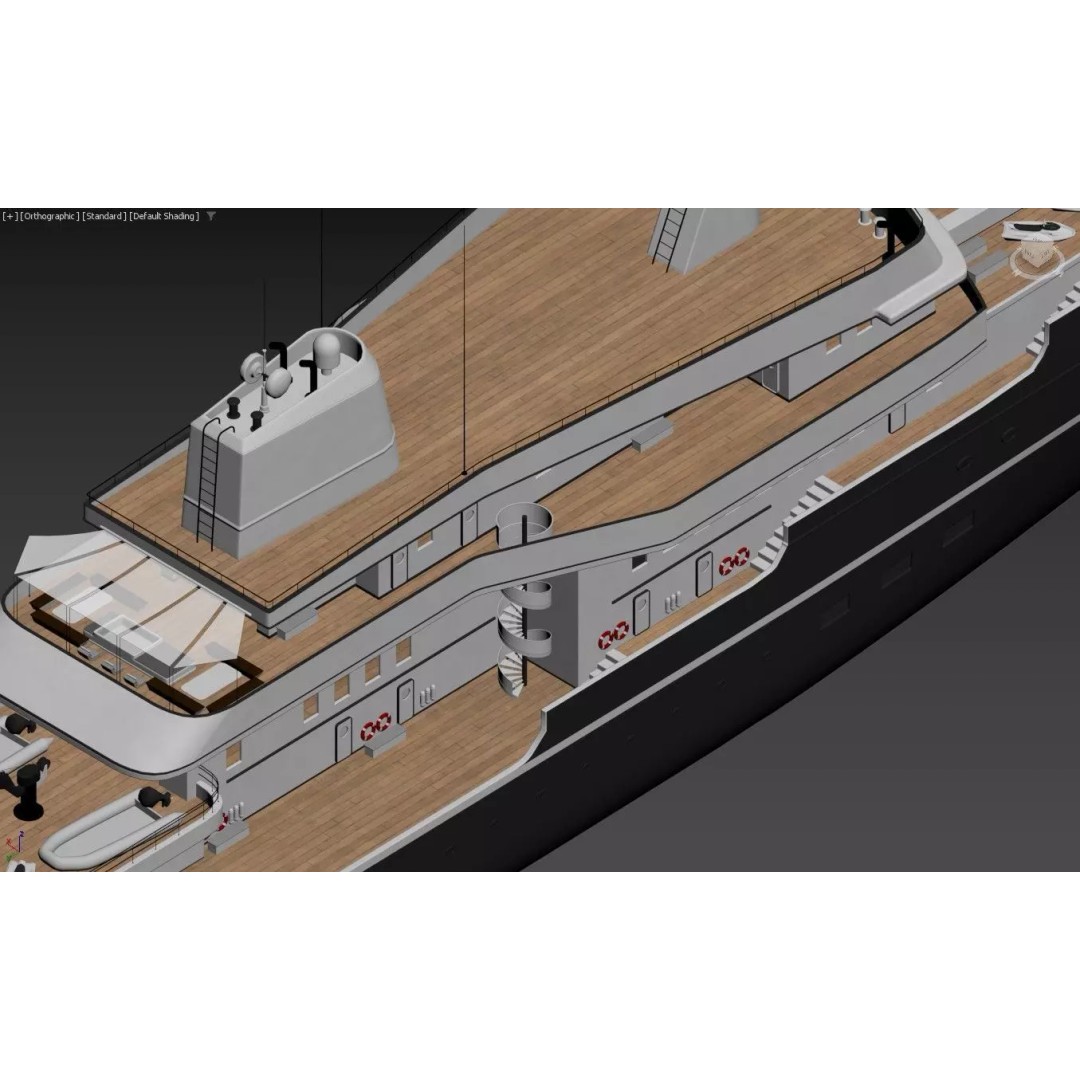 Explorer Superyacht 3D Model – Luxury Black Hull, PBR Textures, FBX - View 15