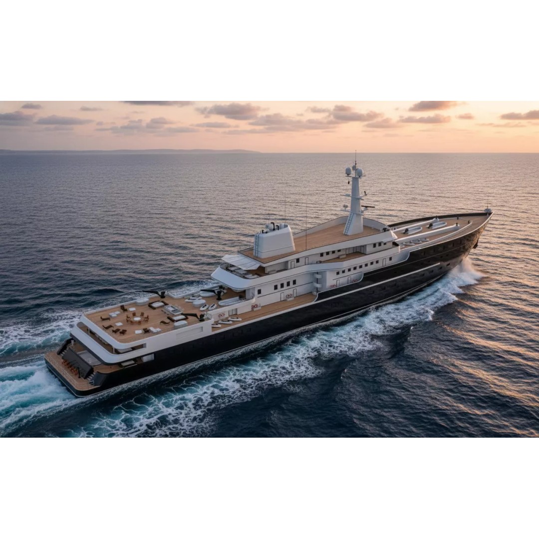 Explorer Superyacht 3D Model – Luxury Black Hull, PBR Textures, FBX - View 2