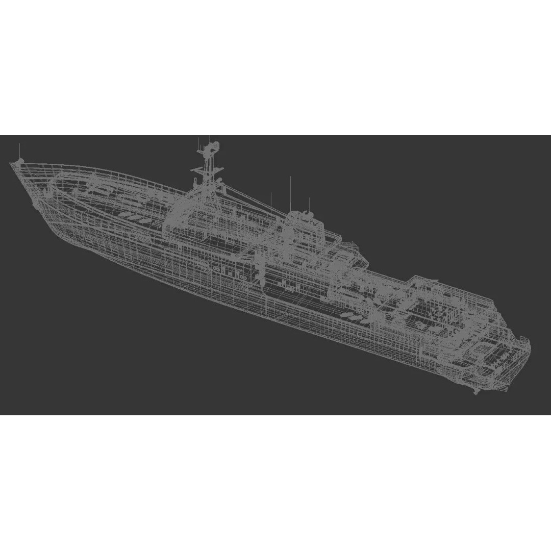 Explorer Superyacht 3D Model – Luxury Black Hull, PBR Textures, FBX - View 6