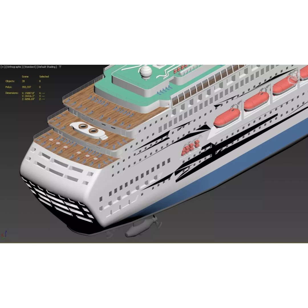 Modern Cruise Ship 3D Model – Detailed Ocean Liner with PBR Textures - View 10