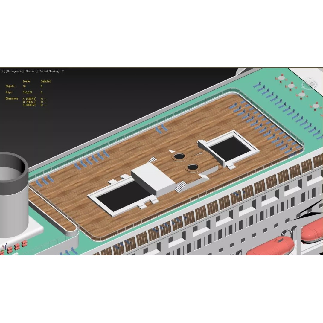 Modern Cruise Ship 3D Model – Detailed Ocean Liner with PBR Textures - View 12