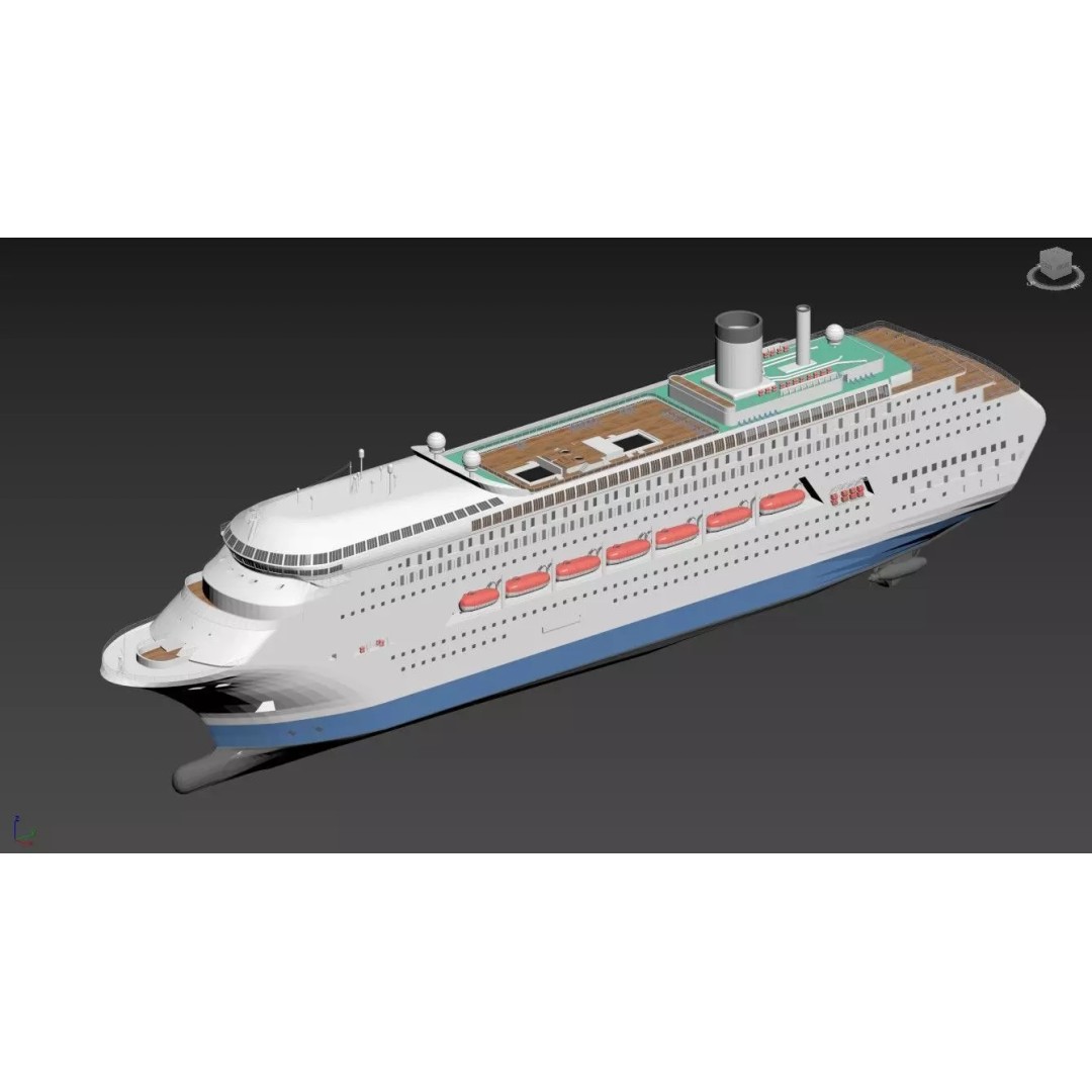 Modern Cruise Ship 3D Model – Detailed Ocean Liner with PBR Textures - View 3