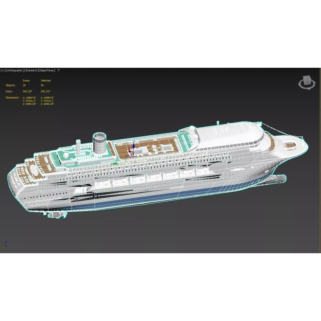 Modern Cruise Ship 3D Model – Detailed Ocean Liner with PBR Textures - View 4