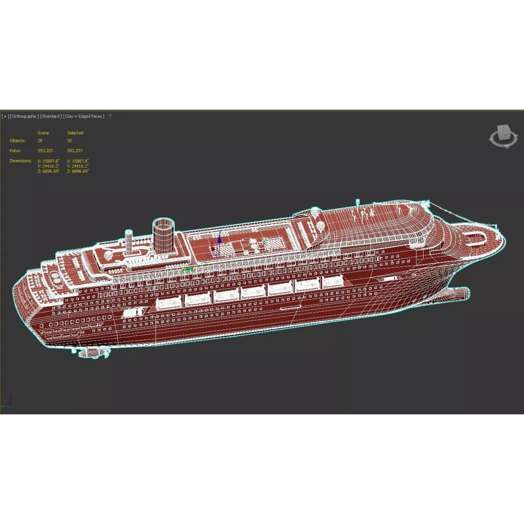 Modern Cruise Ship 3D Model – Detailed Ocean Liner with PBR Textures - View 5