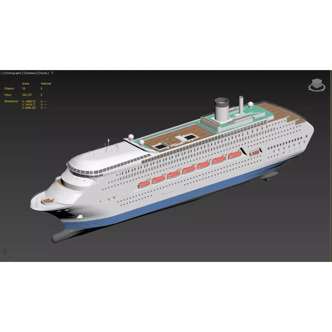 Modern Cruise Ship 3D Model – Detailed Ocean Liner with PBR Textures - View 6