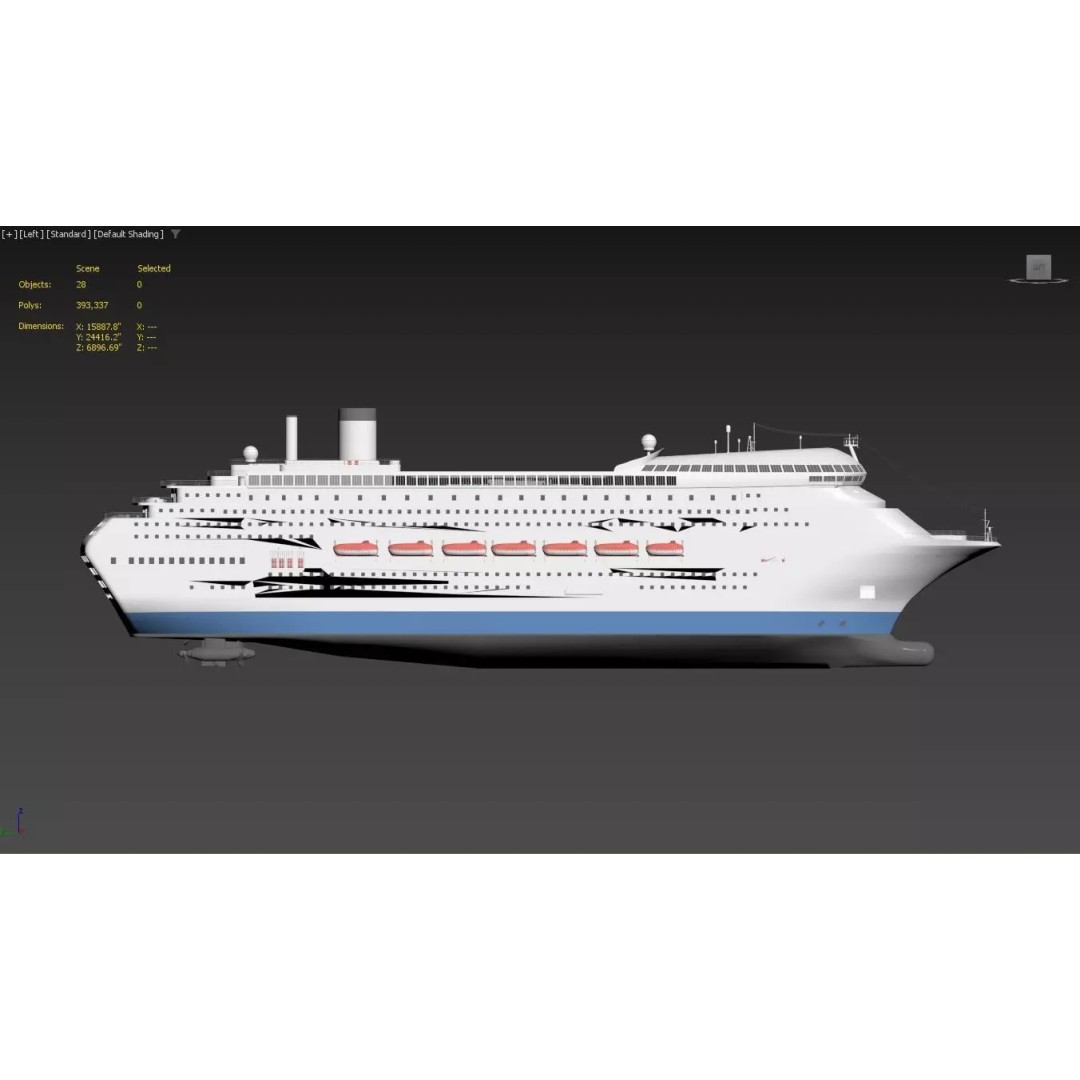 Modern Cruise Ship 3D Model – Detailed Ocean Liner with PBR Textures - View 9