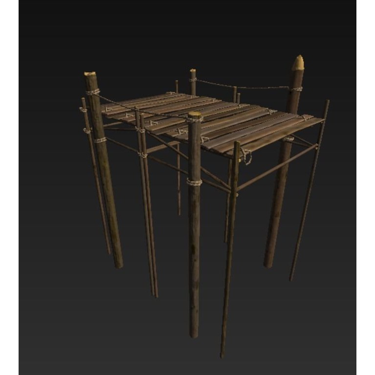 Wooden Harbor 3D Model – Low Poly Nautical Asset, FBX - View 3